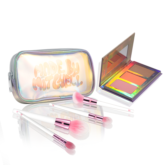 Hollipop 4 Piece Brush Set with Blusher Palette Bundle