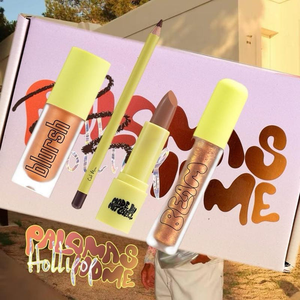 Holographic Jelly Clutch 4 Piece Makeup Mystery Bundle - Includes Palmoa's Home Gift Set