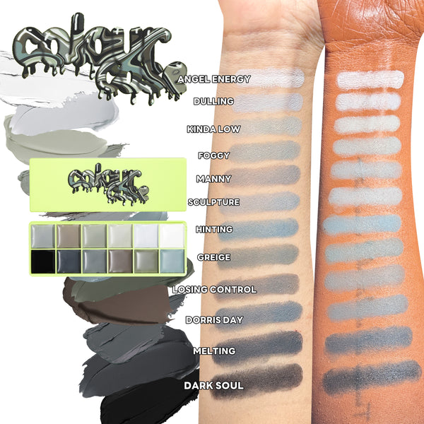 Cajas de color - Paleta de pintura cosmética y cepillo de espátula