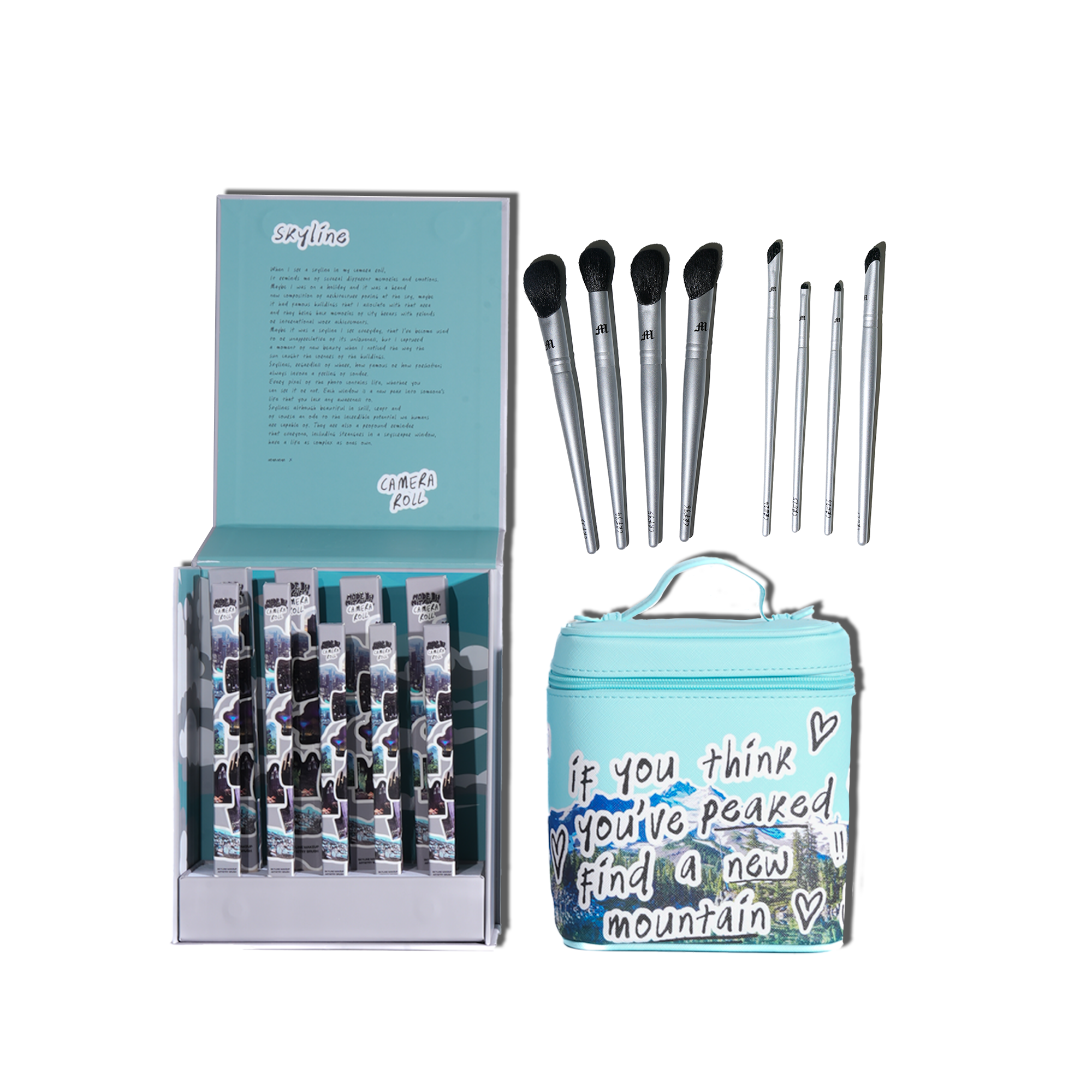 Camera Roll Skyline 9 Piece Makeup Artistry Brush Set With Free Vanity