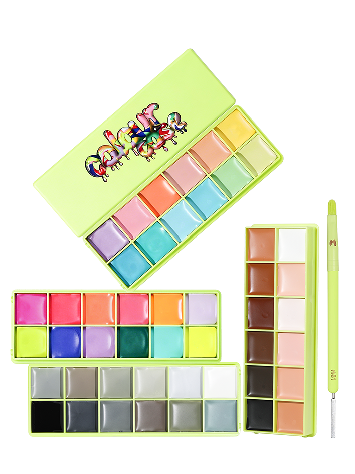 Color Cevales - Cosmetic Paint Palette & Spatula -borstel
