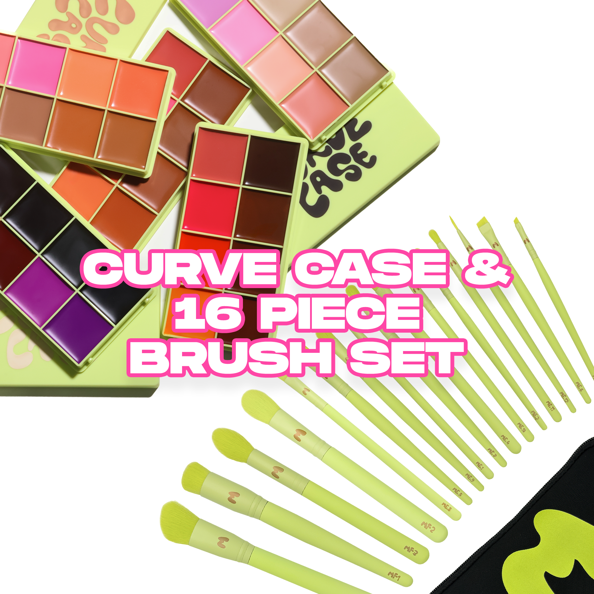 The Curve Case and 16 Piece Brush Set Bundle
