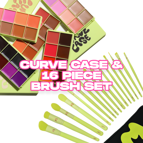 The Curve Case and 16 Piece Brush Set Bundle