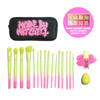 16 Piece Ombre Brush Set with Matching Blursh Blusher and Beauty Blender with Free Comet Case