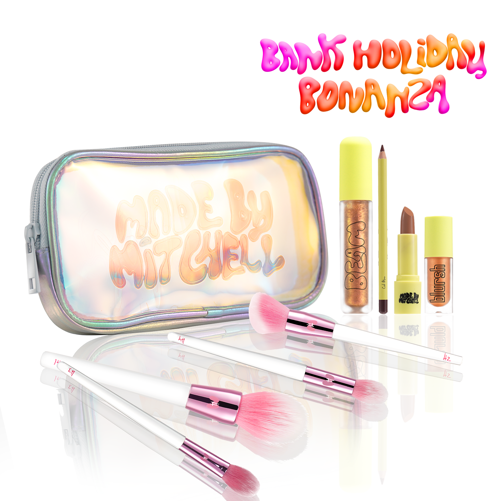Hollipop 4 Piece Brush Set With Holographic Pouch & FREE Paloma's Home Gift Set