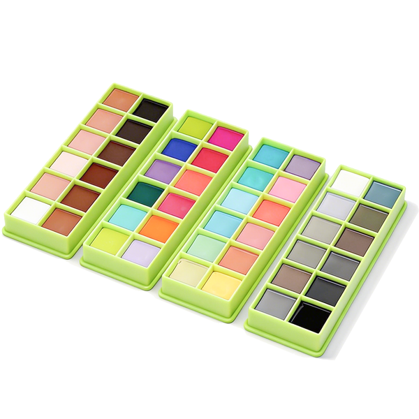 Cajas de color - Paleta de pintura cosmética y cepillo de espátula