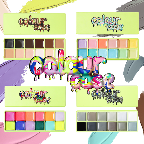 Cajas de color - Paleta de pintura cosmética y cepillo de espátula