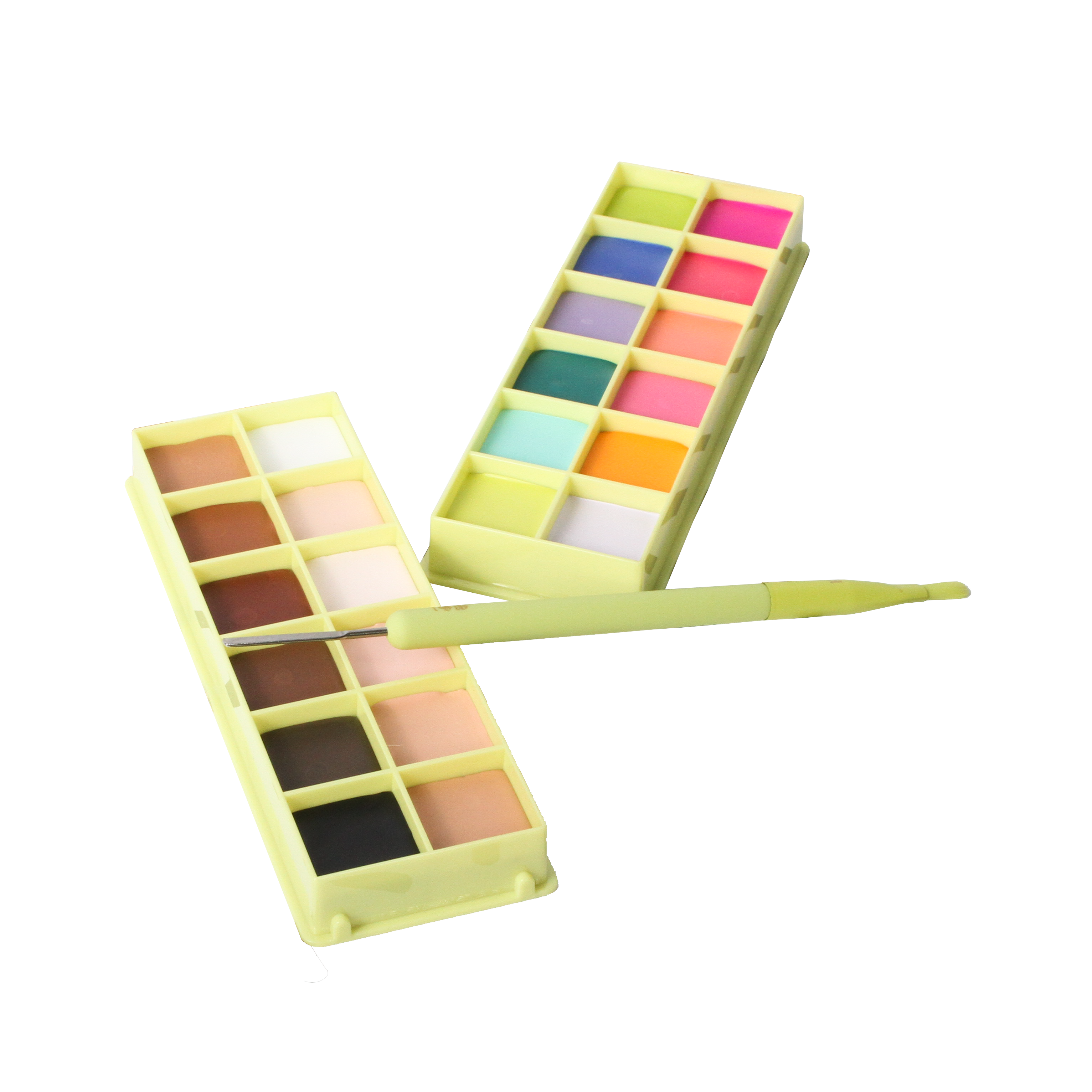 颜色盒 - 化妆品油漆调色板和刮铲刷