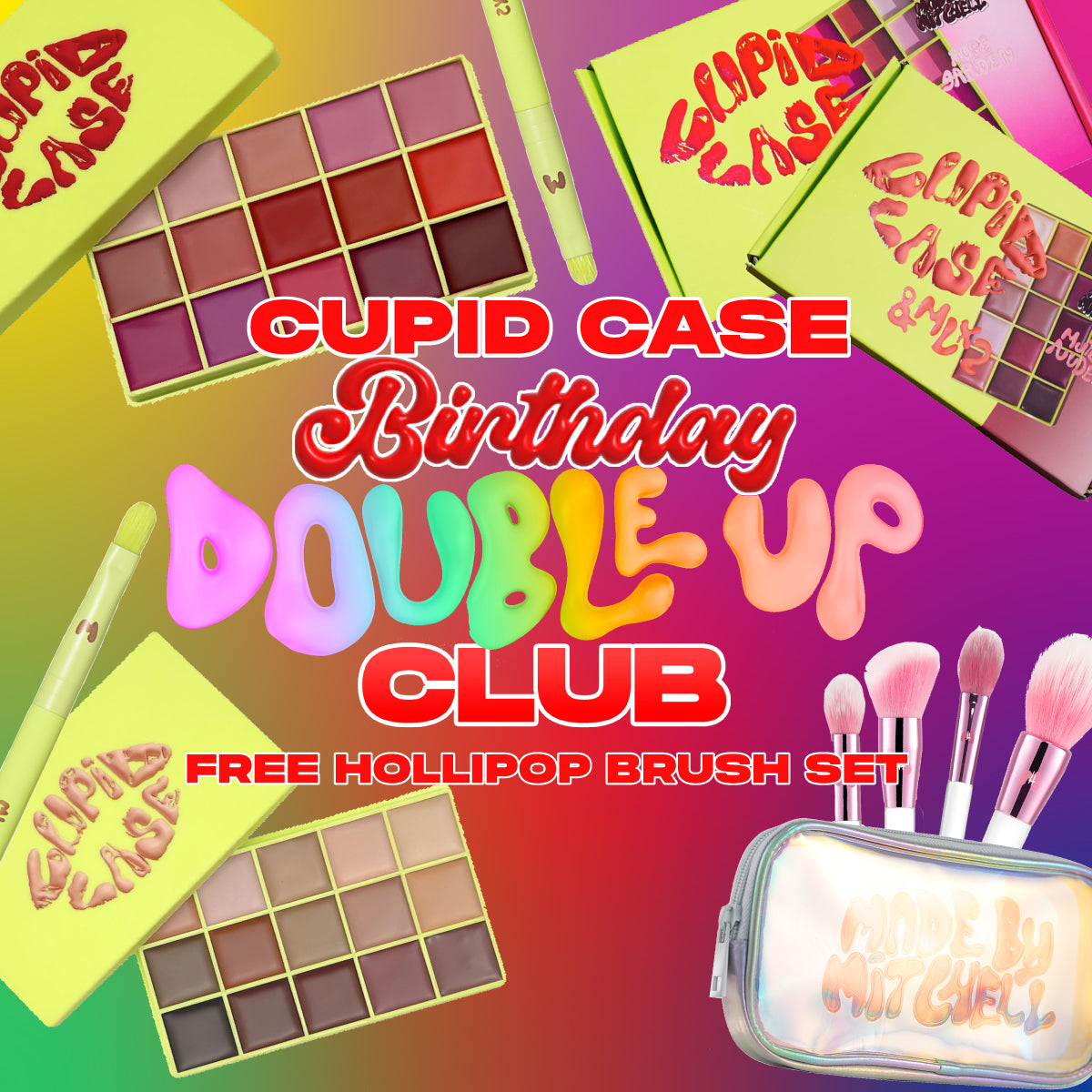 Double Up Club Cupid Case Lip Palette with FREE Hollipop Brush Set